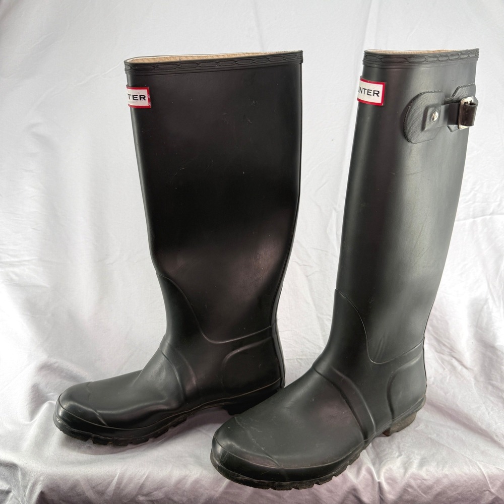 Hunter Original Tall Rain Boots Matte Black W23499 Mens 9 Womens 10 EU 42